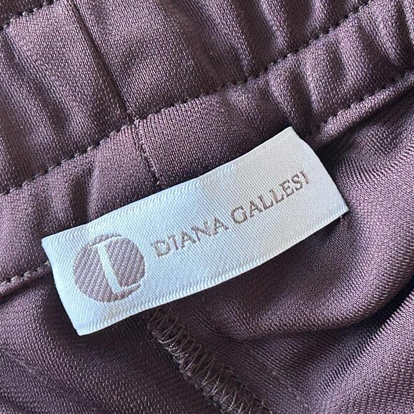 Diana Gallesi Aubergine Satin-Finish Tapered Jogger Pants with Ribbon Tie – US 8 - Picture 7 of 7